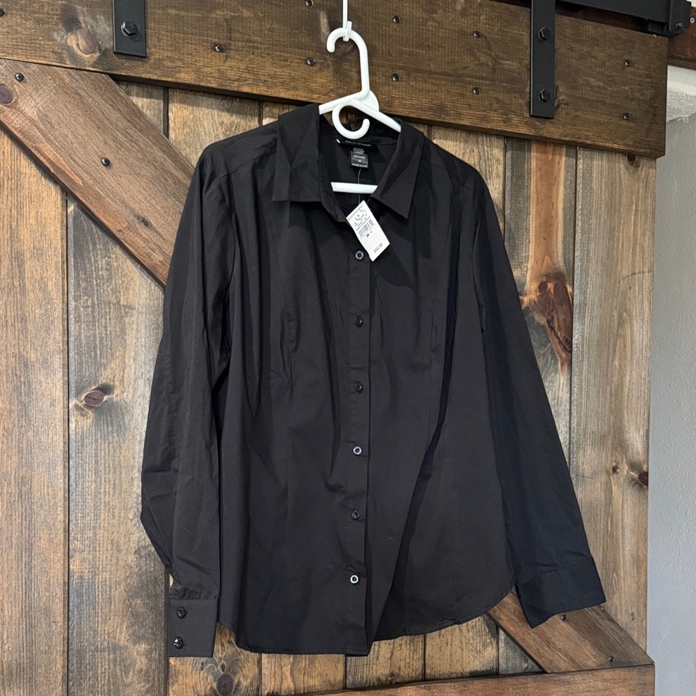 Black Button-Front Shirt